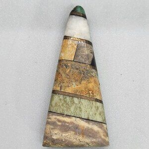 Vintage native american inlaid multi stone bead dangle pendant